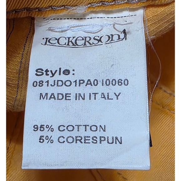 Jeckerson Donna Ochre Yellow Gabardine Comfort Pants Golf Italy Size 32 NEW - Picture 2 of 4